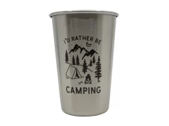 Magic Pine Outfitters I'd Rather Be Camping Stainless Steel Pint Cup